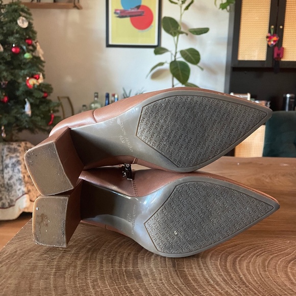 Marc Fisher Gritana Tapered Block Heel Dress Booties. Dark Natural Leather. - Picture 5 of 6